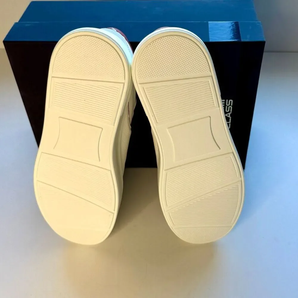 NWT Roberto Cavalli metal logo low top men sneaker in white with red accent Size